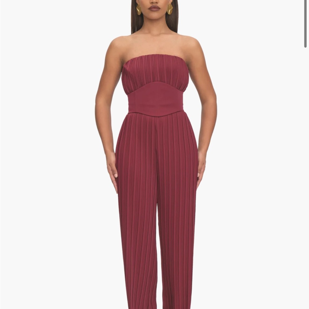 Andrea Iyamah  Alta Elegant Burgundy Strapless Jumpsuit